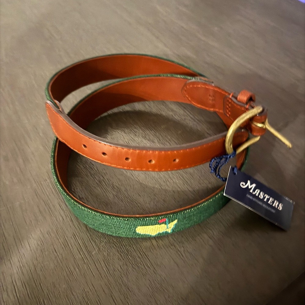 NWT Smathers & Branson Masters Needlepoint Green Belt size 38